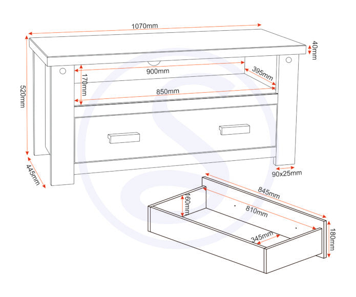 Tortilla 1 Drawer Flat Screen TV Unit