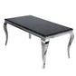 Louis Black Marble Dining Table With Black Sofia Chairs With Lion Knocker