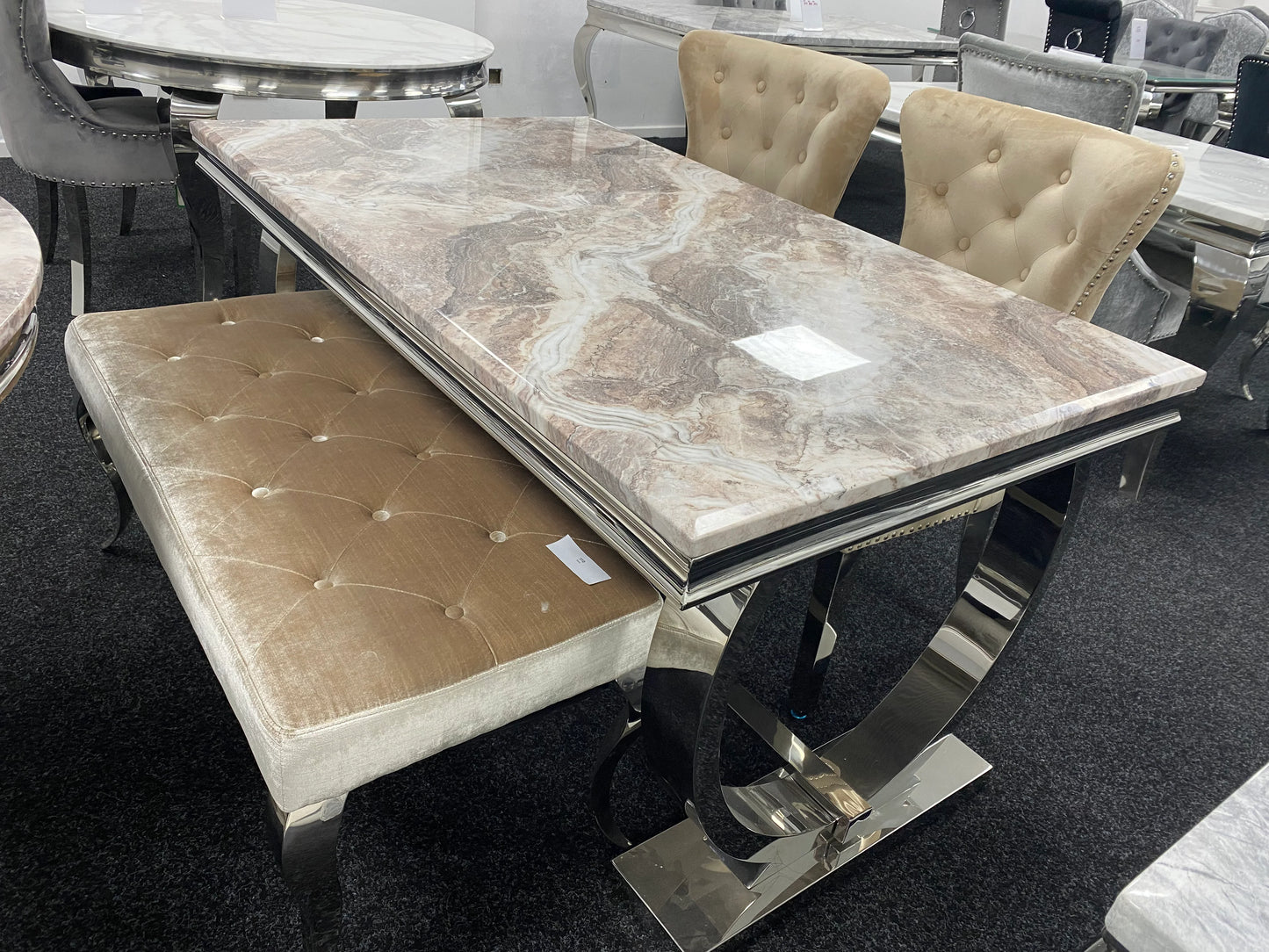 Arianna Marble Dining Table With Chelsea Chairs