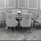 Arianna Marble Dining Table Light Grey With Majestic Light Grey Lion Knocker Chairs