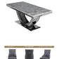 Ariel Table Light Grey 180cm With Valencia Ring Knocker Pu Leather Chairs Grey
