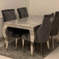 Louis Marble Table With Majestic Dark Grey Lion Knocker Chairs