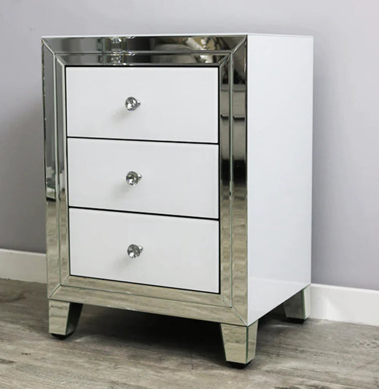 BIANCO THREE DRAWER BEDSIDE UNIT