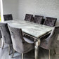 2M Marble Table With Valencia Dark Grey Ring Knocker Chairs