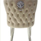 Louis Marble Round Table Light Grey With 4 Pink Valentino Lion Knocker Chairs