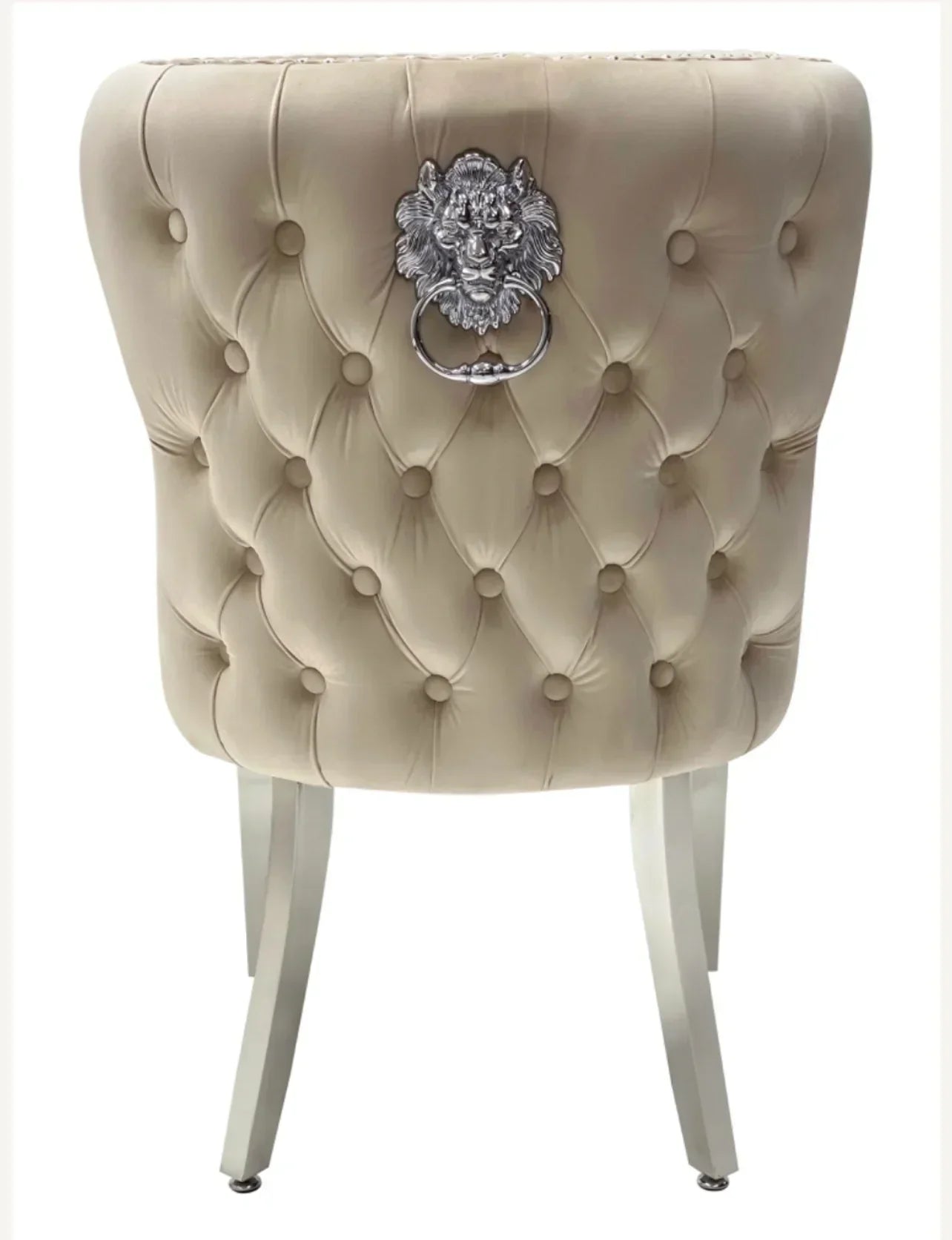Louis Marble Round Table Light Grey With 4 Pink Valentino Lion Knocker Chairs