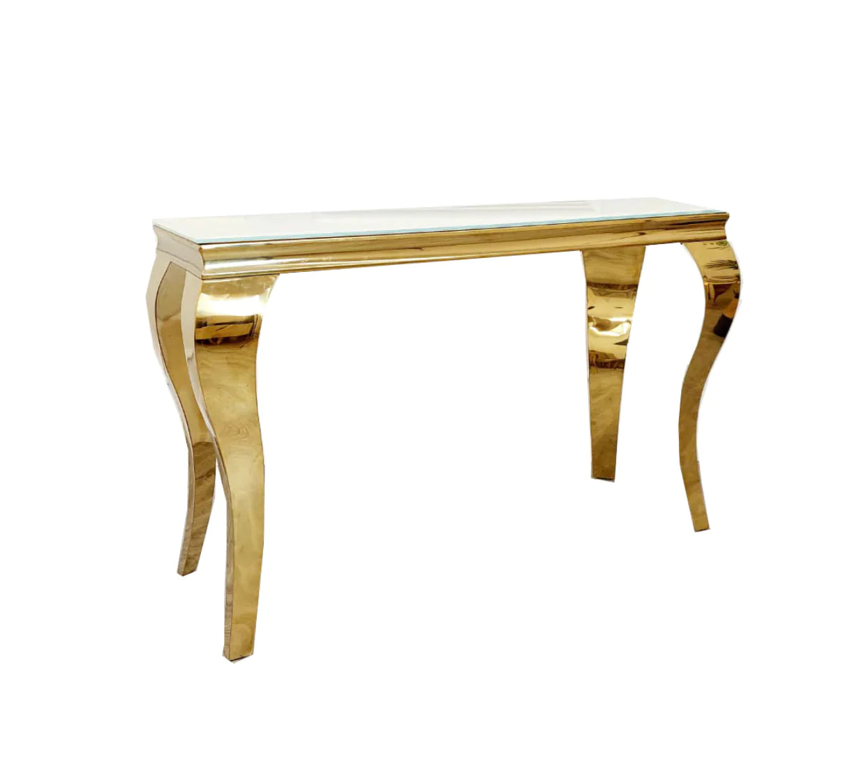 Louis Console Table Gold With Glass Top