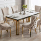 Sorrento Marble Dining Table White And Gold With Cream And Gold Chairs