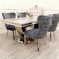 Ariel Marble Dining Table With Valentino Lion Knocker Chairs