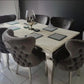 Louis 1.8M Marble Dining Table With Valentino Dark Grey Lion Knocker Chairs