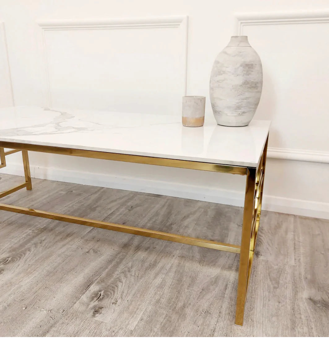Geo Gold Coffee Table With Polar White Sintered Top