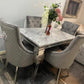 Louise 120cm Light Grey Table With 4 Majestic Dark Grey Lion Knocker Chairs