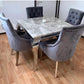 Louis Marble Dining Table 100x100cm With 4 Chairs