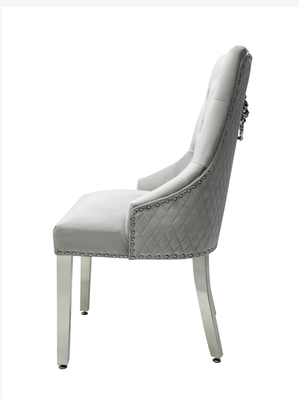 Majestic Light Grey Lion Knocker Chair