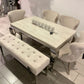 Louis Marble Dining Table Cream With Valentino Mink Lion Knocker Chairs With Majestic Matching Bench