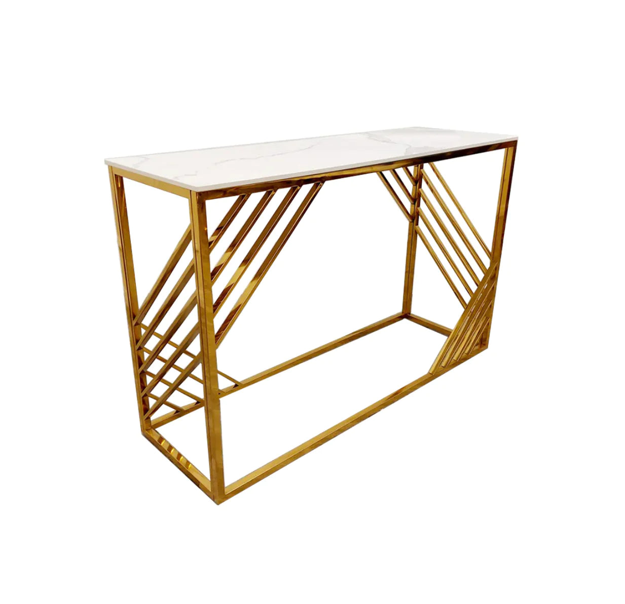 Azure Gold Console Table With Polar White Sintered Top