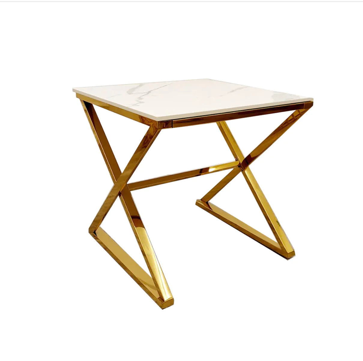 Zion Gold Lamp Table With Polar White Sintered Top