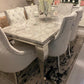 Louis Marble Table With Majestic Dark Grey Lion Knocker Chairs