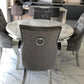 Louise 130x130cm Light Grey Round Table With Dark Grey Valencia Chairs