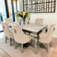 Louis 150cm/180cm/200cm Grey Marble Dining Table With set of Lion Knocker Velvet Dining Chairs, Dark Grey