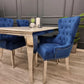 Louis 150cm/180cm/200cm Marble Dining Table and Set of Velvet Dining Chairs- Ring Knocker