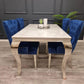 Louis 150cm/180cm/200cm Marble Dining Table and Set of Velvet Dining Chairs- Ring Knocker