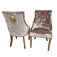 Lucien 1.8 Gold Dining Table with Pandora Gold Sintered Stone Top + Gold Leg Dining Chairs