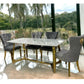 Lucien 1.8 Gold Dining Table with Pandora Gold Sintered Stone Top + Gold Leg Dining Chairs